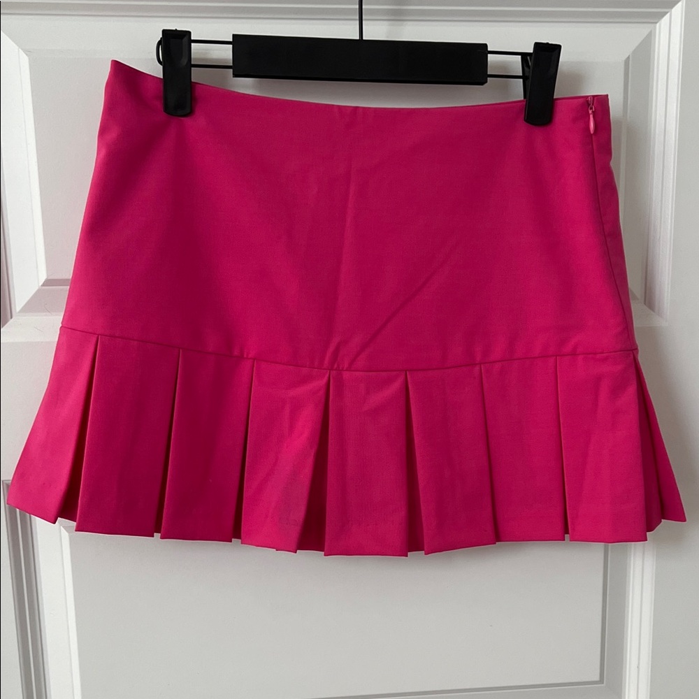 Zara Fuchsia Pleated Skater Skirt - Picture 8 of 14
